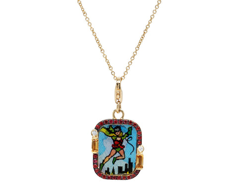 Vintage VariVue Flying Robin Necklace