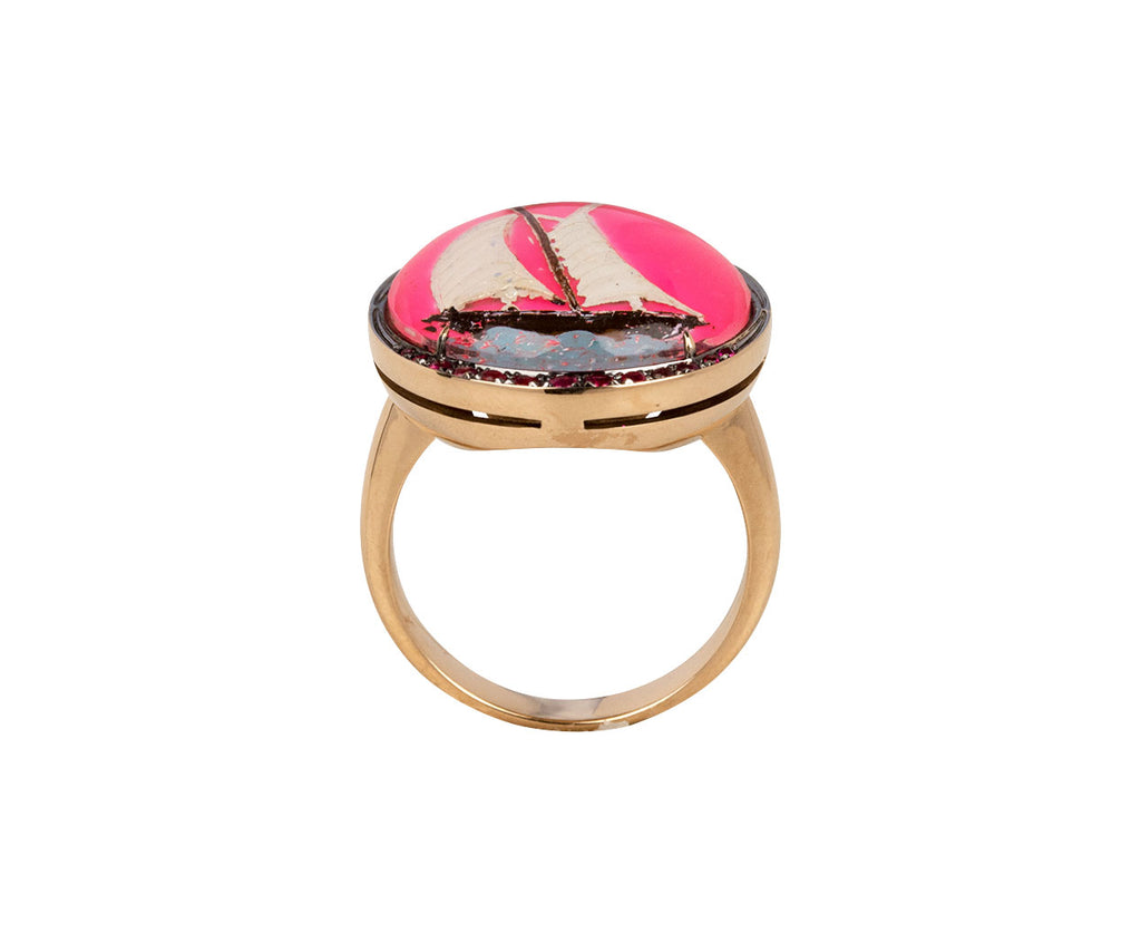 Francesca Villa Fluo Pink Boat Ring Top