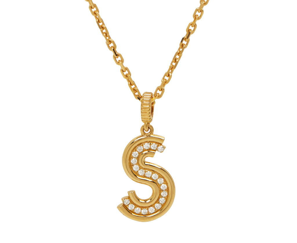 Diamond Alpha Edge Letter 'S' Pendant ONLY