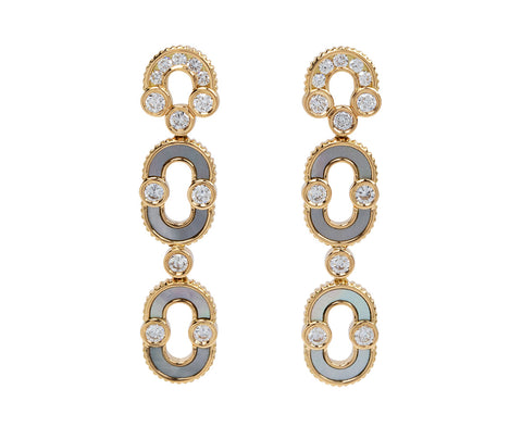 Viltier Mother-of-Pearl and Diamond Magnetic Duo Earrings