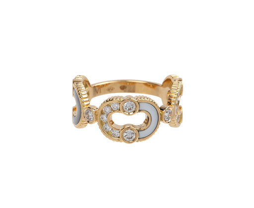 Viltier Mother-of-Pearl and Diamond Magnetic Enchaine Ring