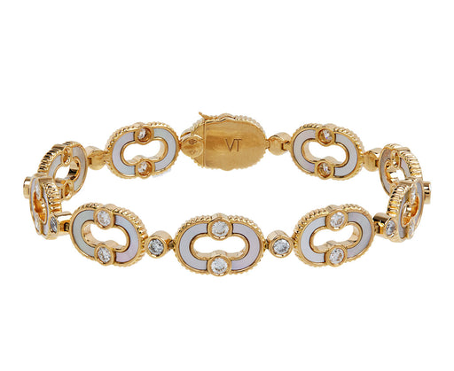 Viltier Mother-of-Pearl and Diamond Magnetic Enchaine Bracelet