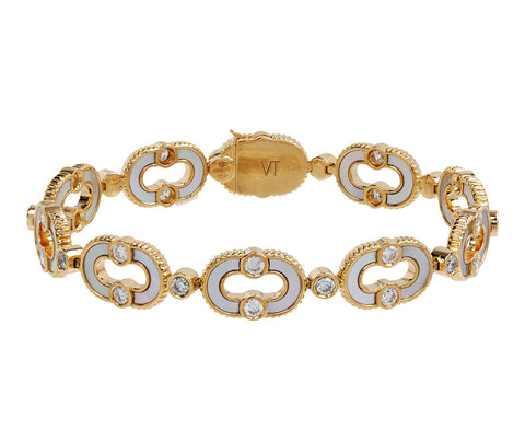 Viltier Mother-of-Pearl and Diamond Magnetic Enchaine Bracelet