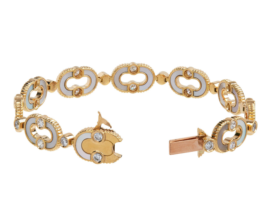 Viltier Mother-of-Pearl and Diamond Magnetic Enchaine Bracelet Clasp Open
