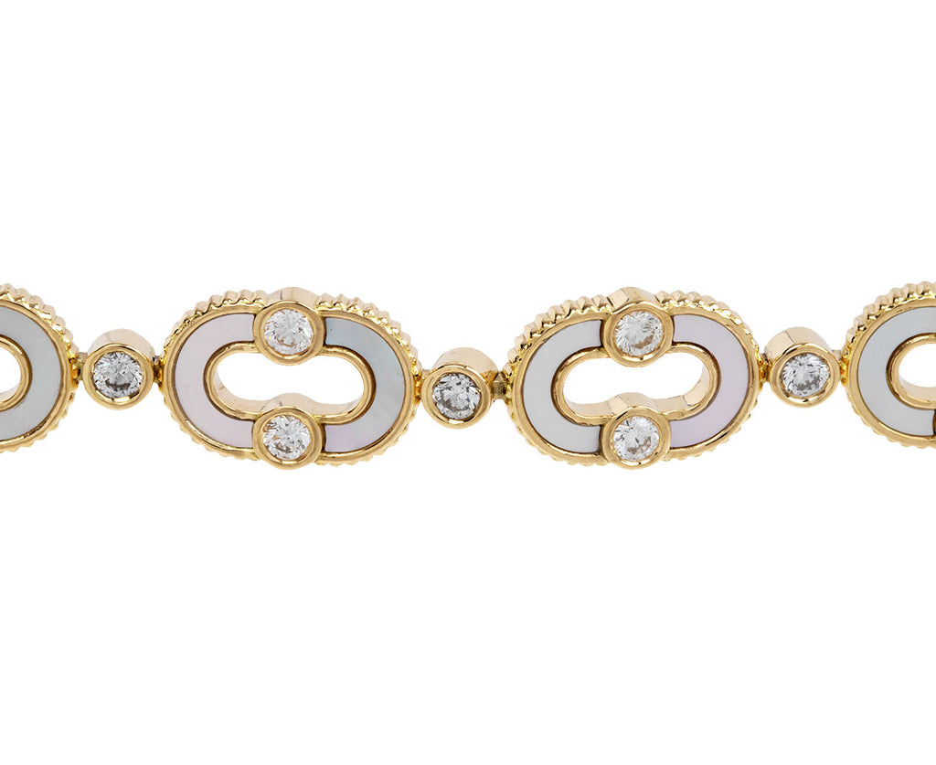 Viltier Mother-of-Pearl and Diamond Magnetic Enchaine Bracelet Link Close up