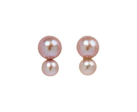 White/Space Pink Pearl Pilla Stud Earrings