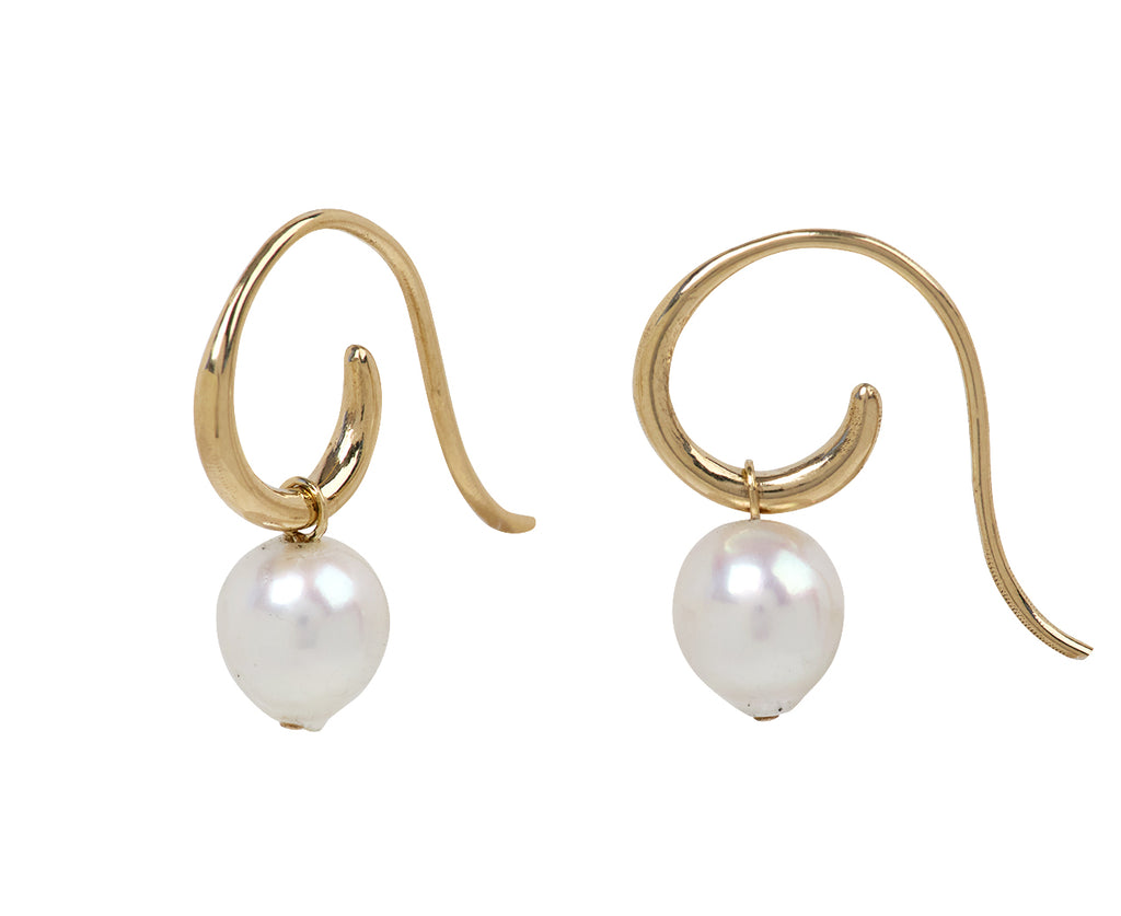White/Space Cassiopeia Baroque Akoya Pearl Charm Earrings - Angled View