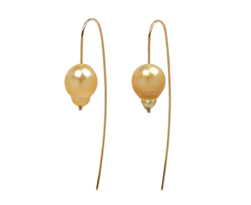 White/Space Baroque Gold South Sea Pearl Nova Hook Earrings