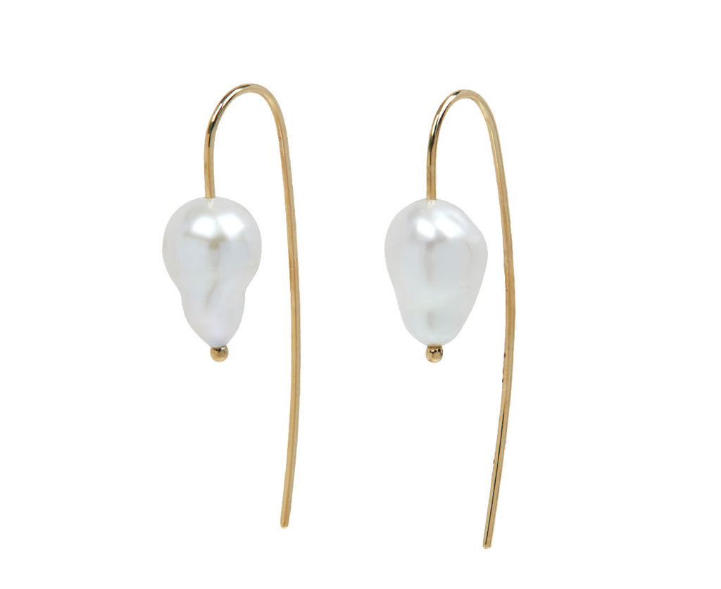 White/Space Petite Pearl Nova Baroque Hook Earrings