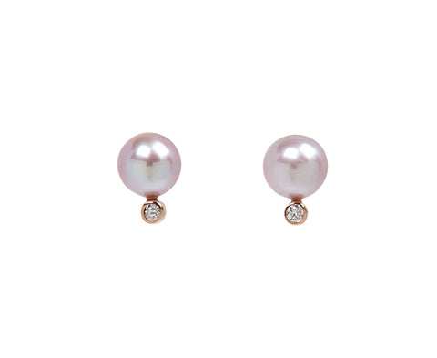 White/Space Celeste Pink Freshwater Pearl Stud Earrings