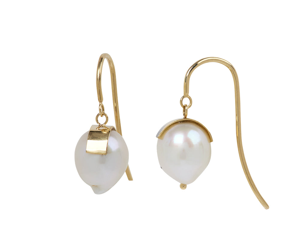 White/Space Aalto Baroque Pearl Drop Earrings - Angled View