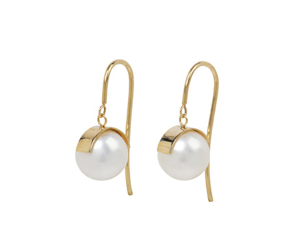 White/Space Aalto Round Pearl Drop Earrings