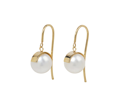 White/Space Aalto Round Pearl Drop Earrings