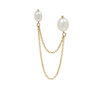 White/Space Bella Chained Pearl Stud Earring SINGLE