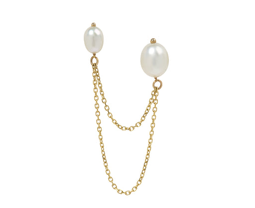 White/Space Bella Chained Pearl Stud Earring SINGLE