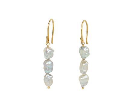 White/Space Triple Moon Pearl Earrings