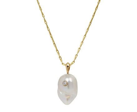 White/Space Baroque Pearl and Diamond Kenna Pendant Necklace