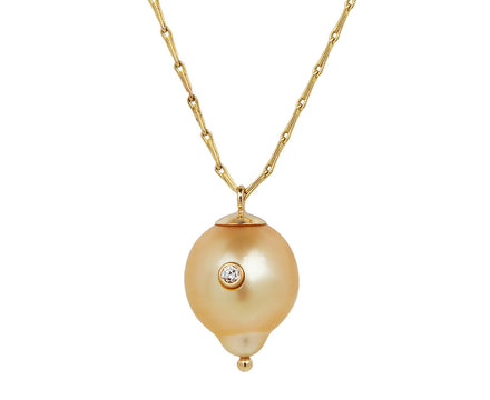 White/Space Baroque Gold Pearl and Diamond Kenna Pendant Necklace