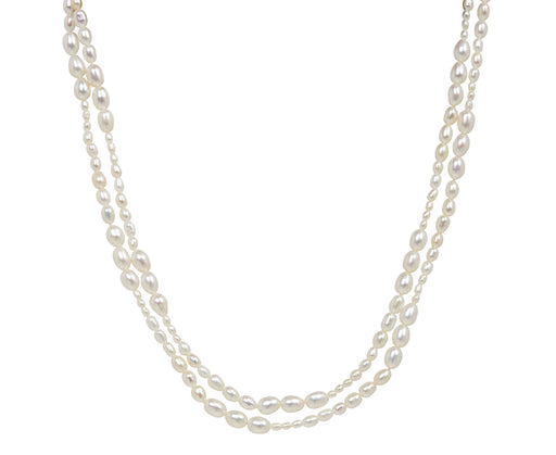 White/Space White Pearl Dario Opera Necklace - Doubled