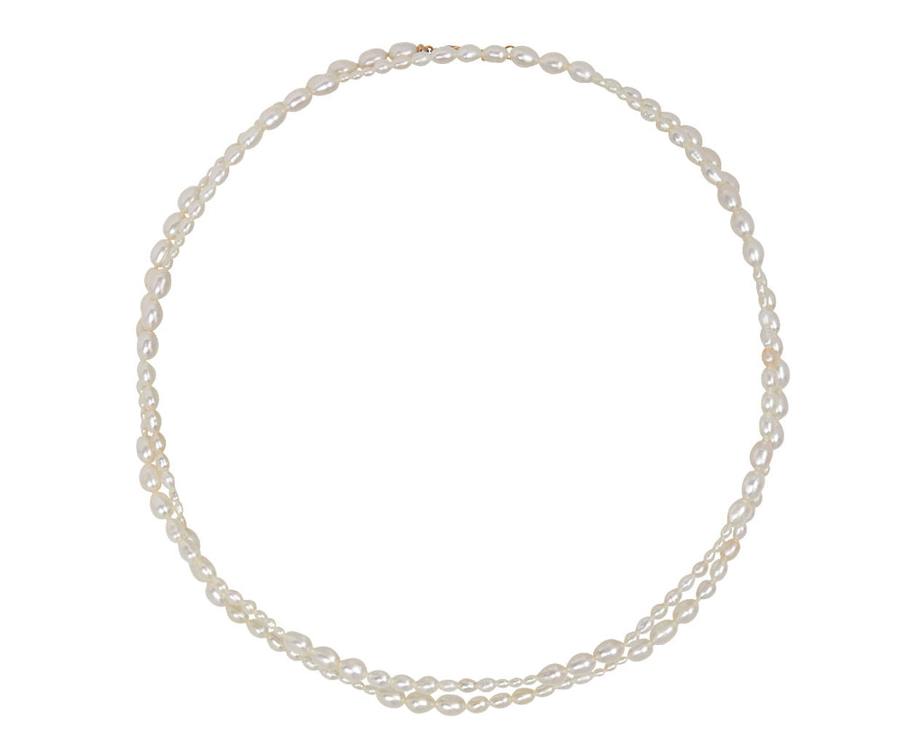 White/Space White Pearl Dario Opera Necklace - Top Down Doubled