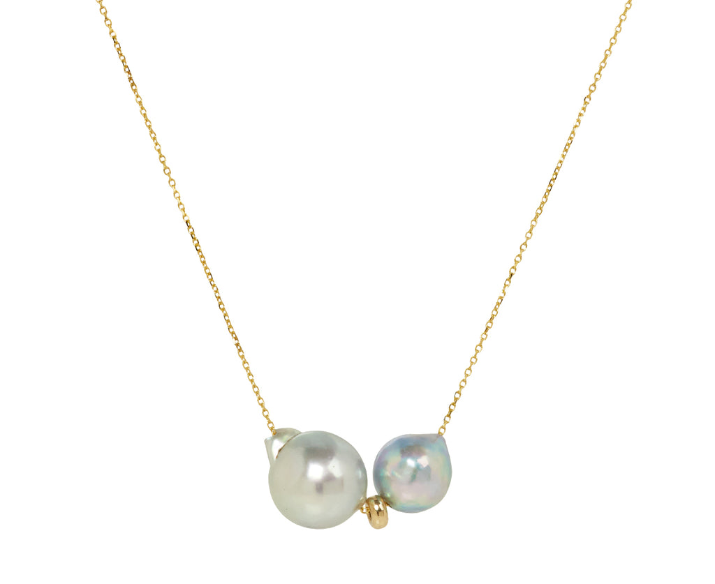 White/Space Lunette Pearl Pendant Necklace