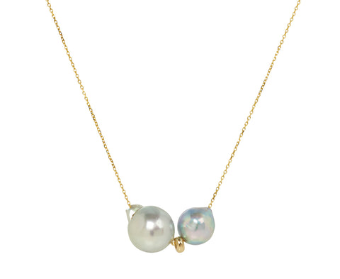 White/Space Lunette Pearl Pendant Necklace