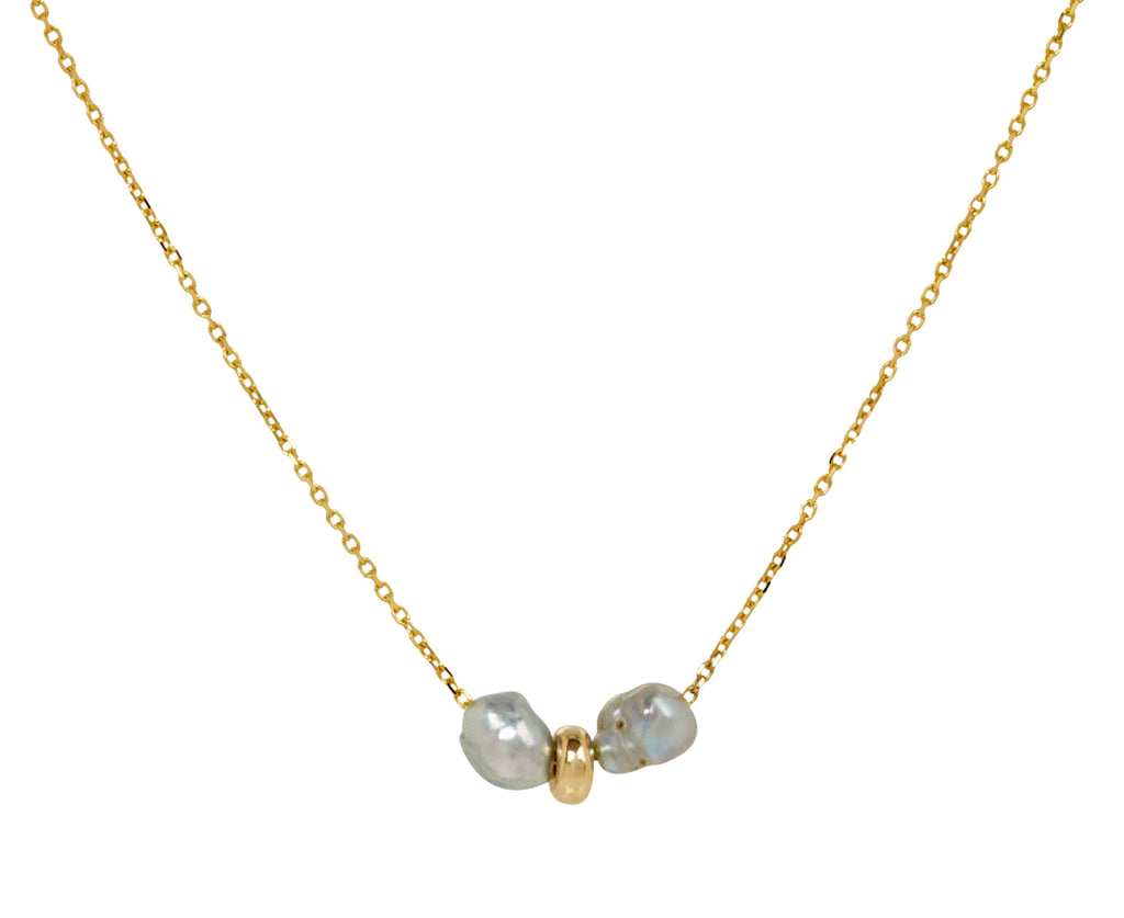 White/Space Petite Lunette Pearl Pendant Necklace