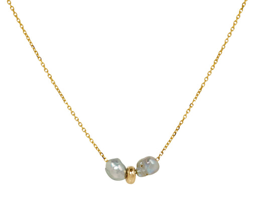 White/Space Petite Lunette Pearl Pendant Necklace