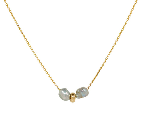 White/Space Petite Lunette Pearl Pendant Necklace