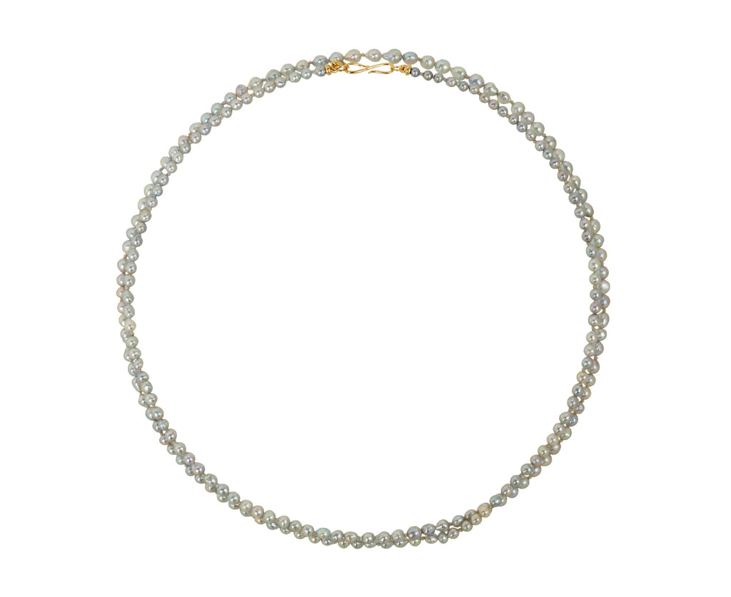 White/Space Silver Pearl Dario Gris Opera Necklace - Doubled