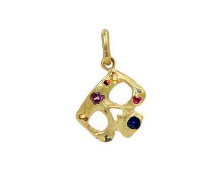 Rainbow Sapphire Confetti Skull Charm Pendant ONLY