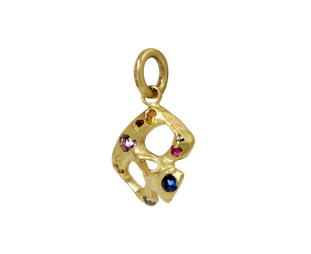 Rainbow Sapphire Confetti Skull Charm Pendant ONLY