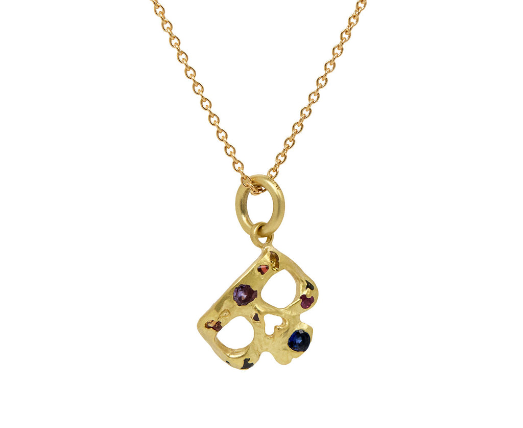 Rainbow Sapphire Confetti Skull Charm Pendant ONLY
