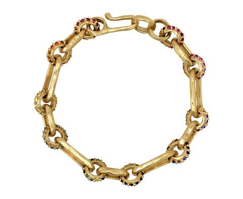 Rainbow Cluster Carved Chain Bracelet