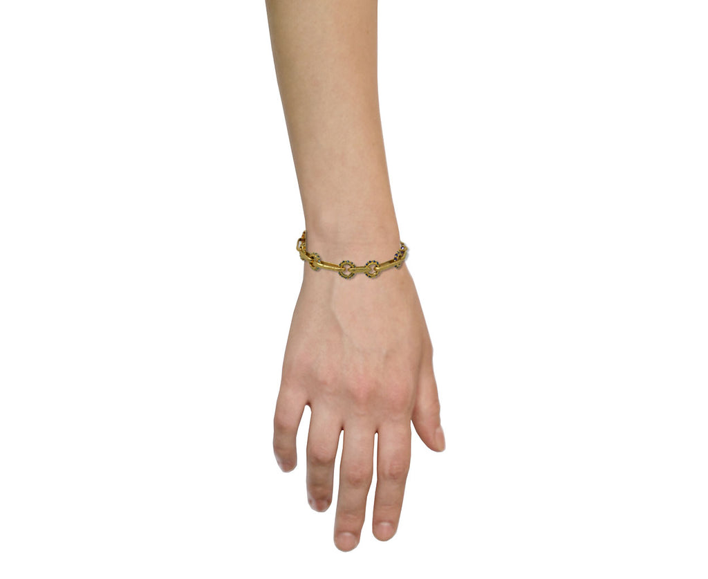 Polly Wales Rainbow Cluster Carved Chain Bracelet