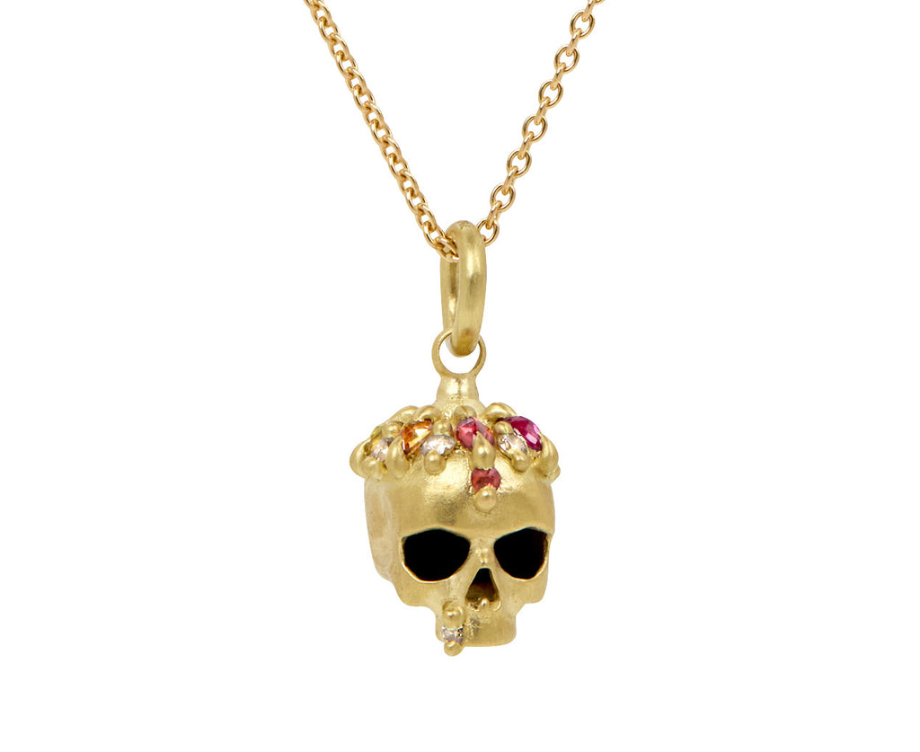 Rainbow Sapphire Enchanted City Skull Charm Pendant ONLY