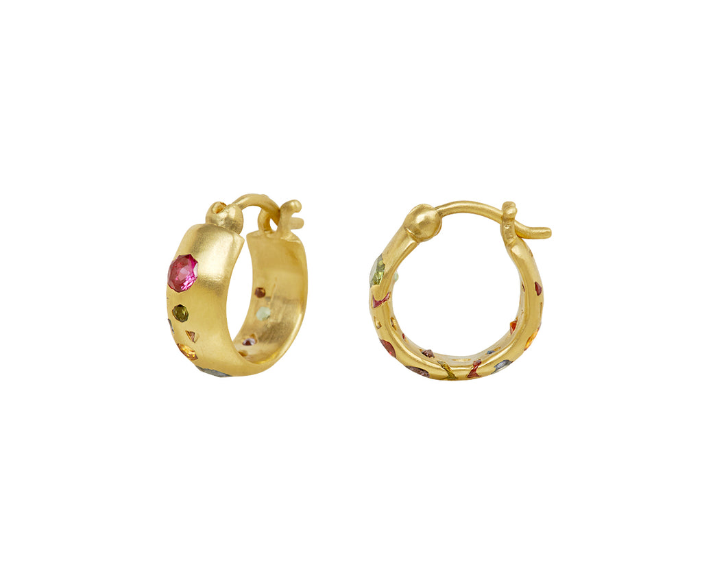 Rainbow Confetti Chubby Hoop Earrings