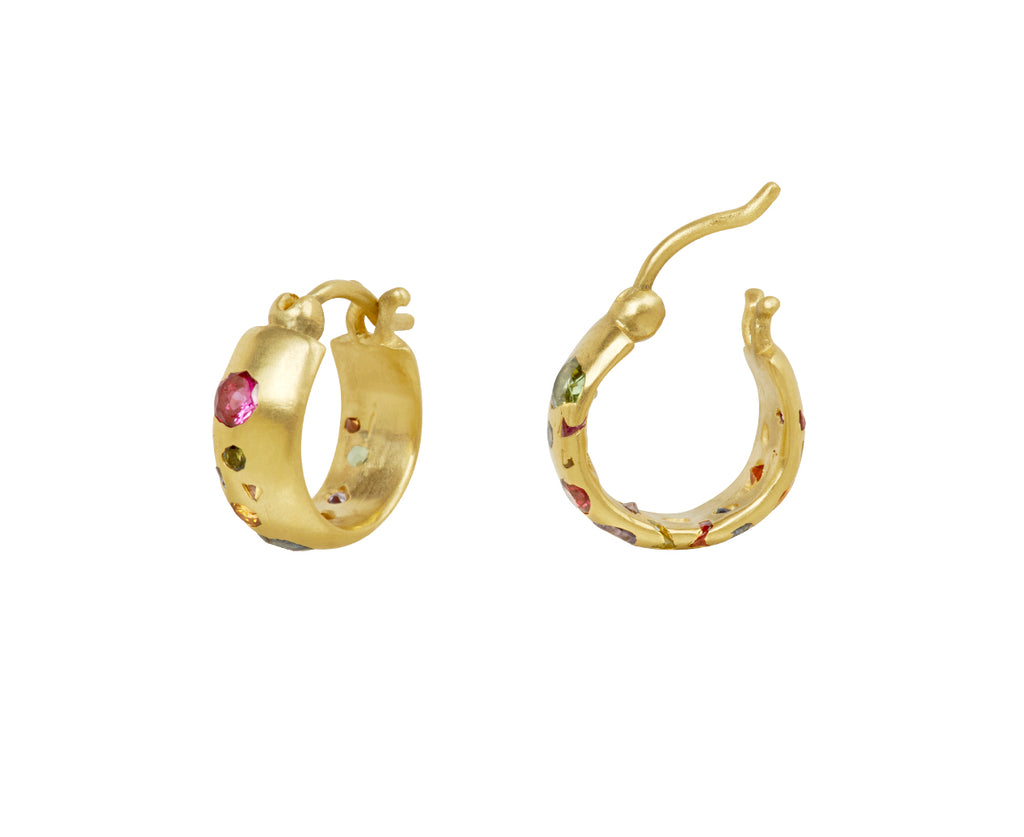 Rainbow Confetti Chubby Hoop Earrings
