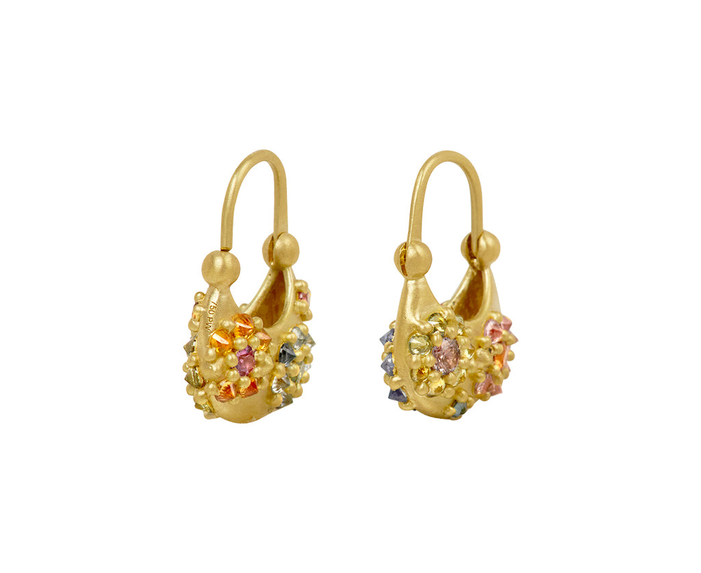 Rainbow Garland Moon Earrings