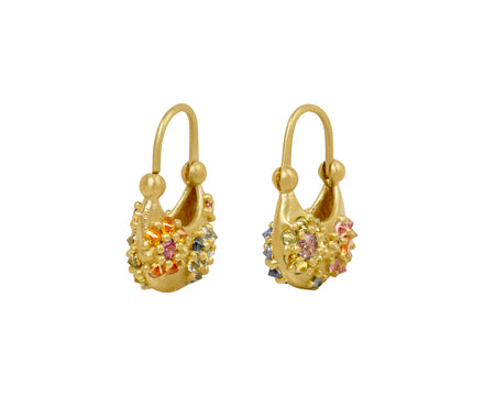 Rainbow Garland Moon Earrings