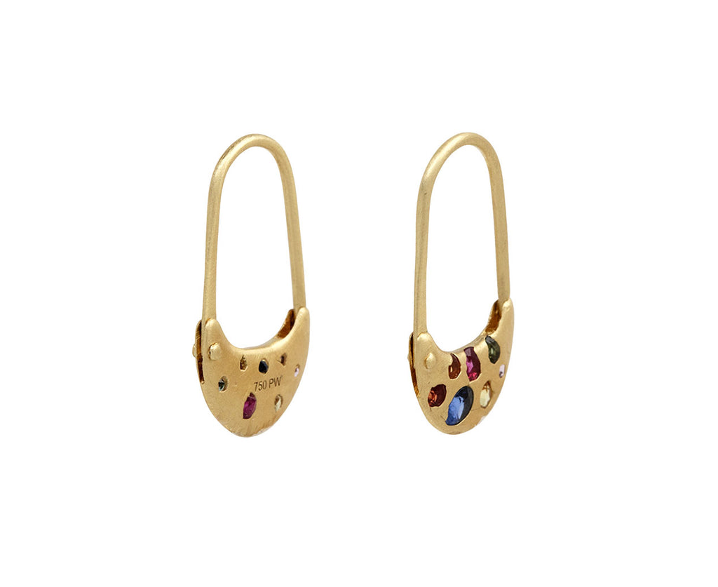 Rainbow Sapphire Safety Pin Earrings