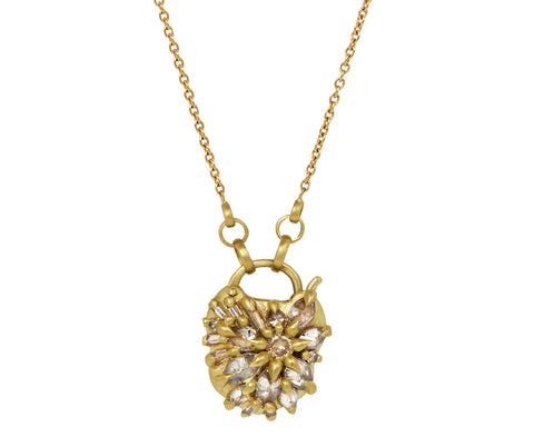 Champagne Diamond Petite Coeur de Fantaisie Padlock Necklace