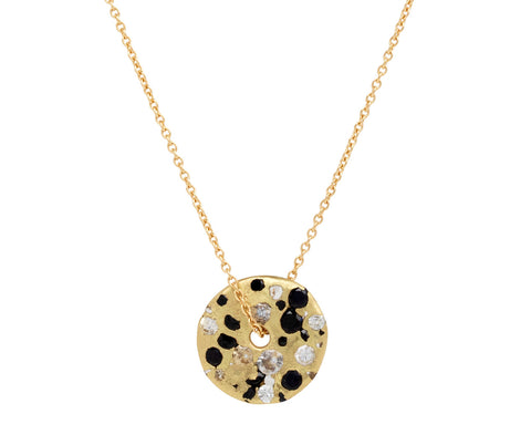 Black and White Sapphire Celeste Spinning Disc Necklace