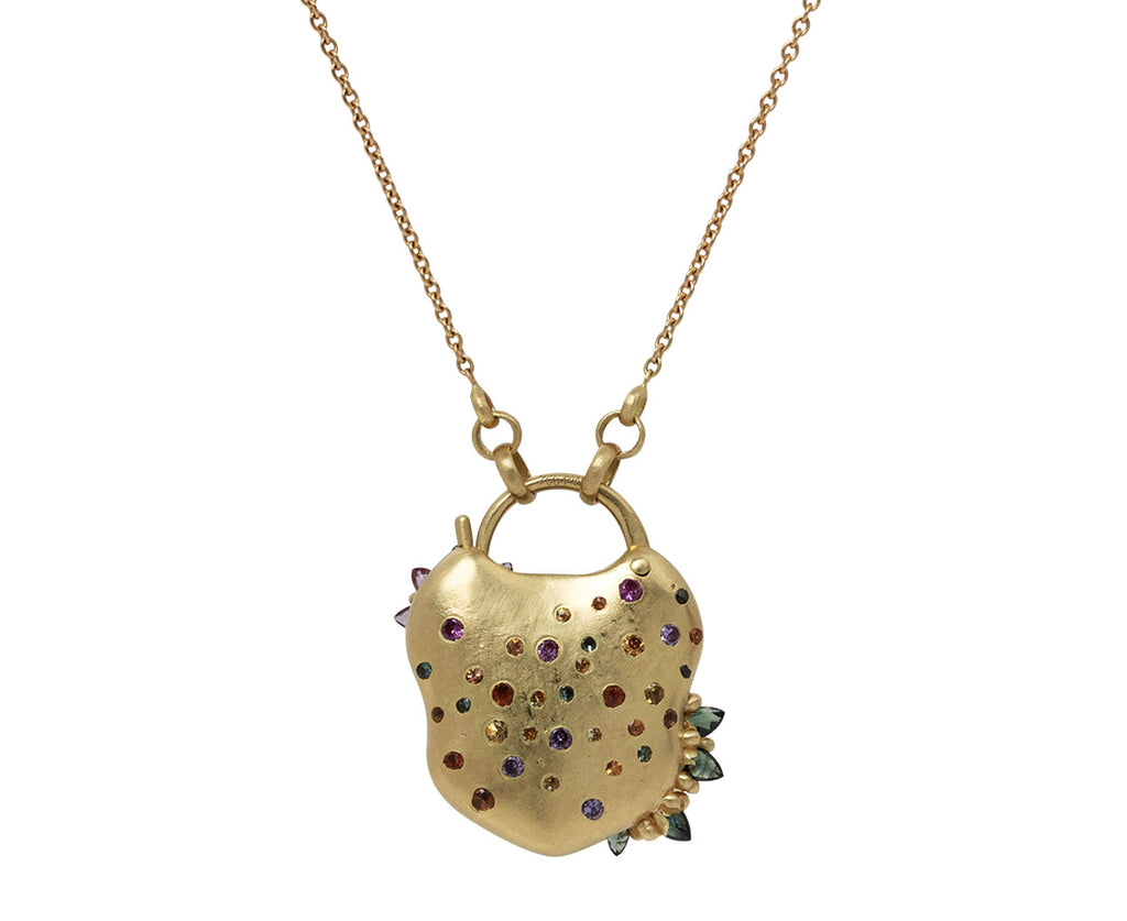 Double Daisy on Confetti Padlock Pendant Necklace