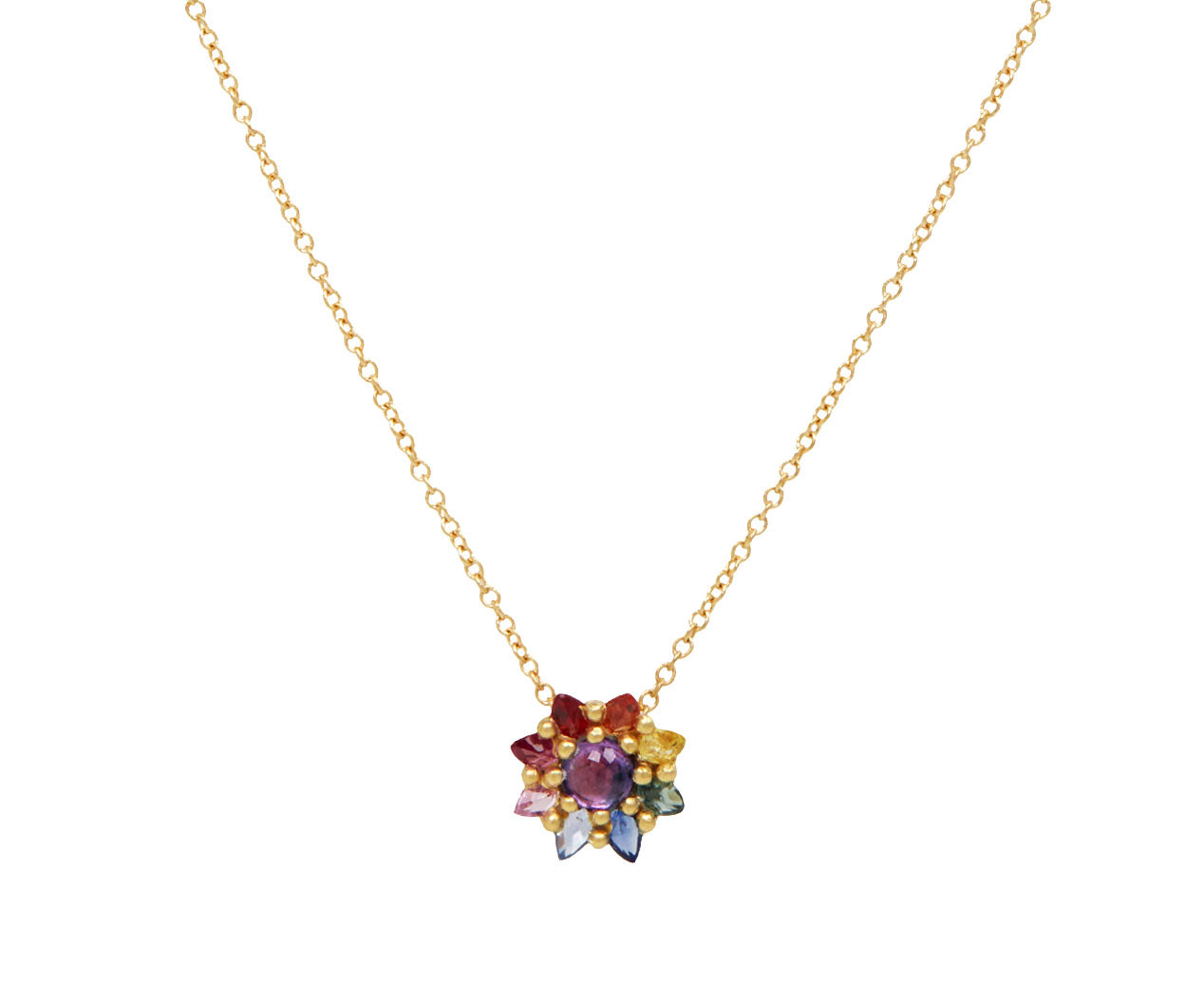 Polly Wales Rainbow Sapphire Daisy Necklace