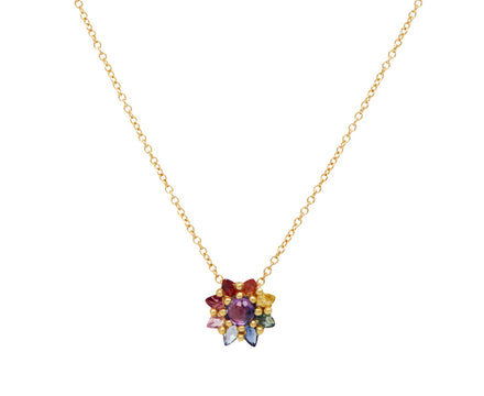 Rainbow Sapphire Daisy Necklace