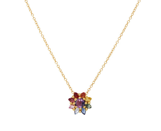 Rainbow Sapphire Daisy Necklace