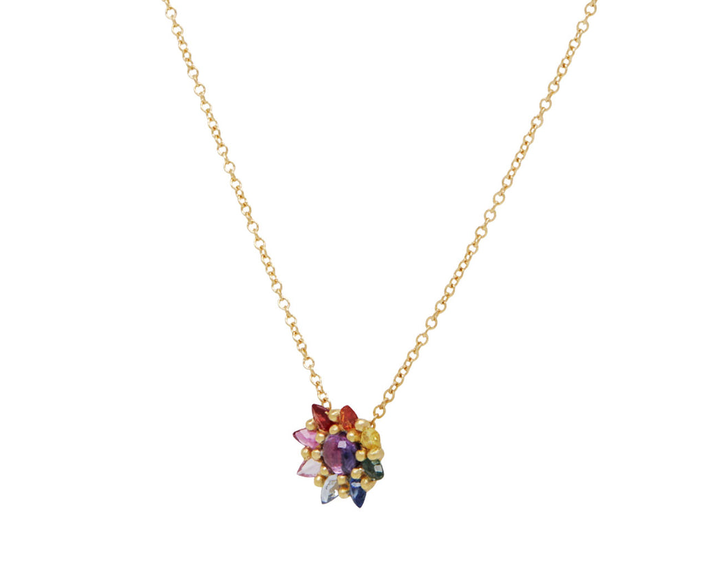 Rainbow Sapphire Daisy Necklace