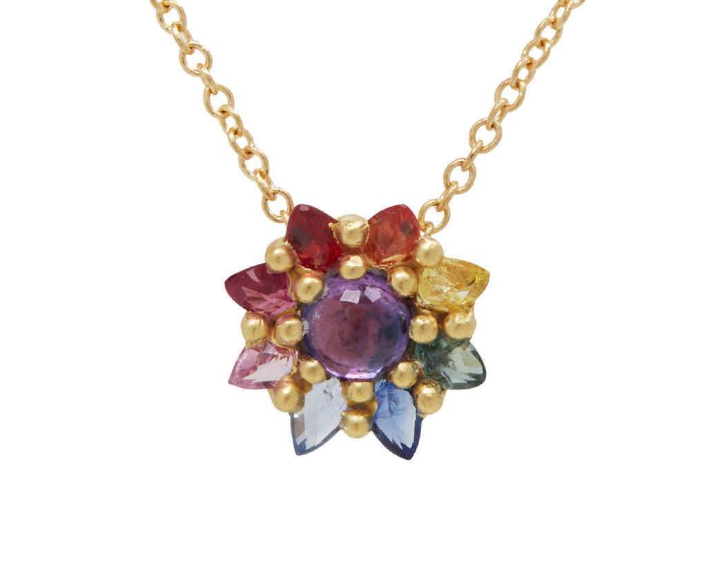 Rainbow Sapphire Daisy Necklace