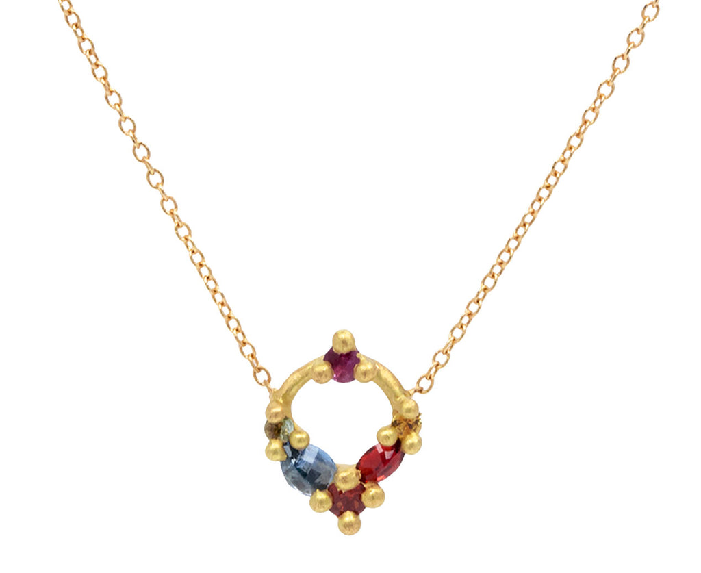 Rainbow Sapphire Des Gouttes de Roses Pendant Necklace - TWISTonline 